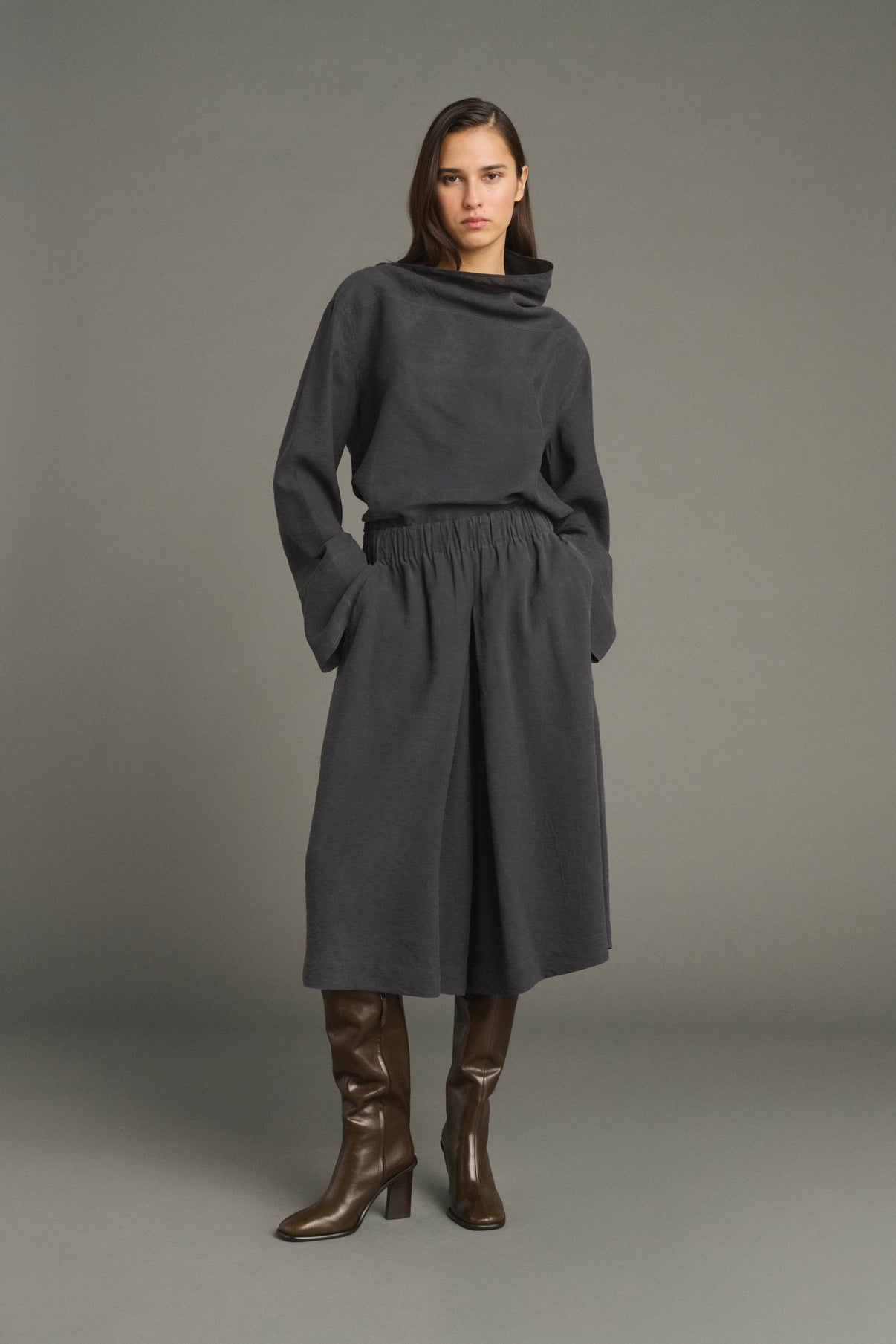 Blouse Laila - Anthracite Grey - Silk - Women vue 3