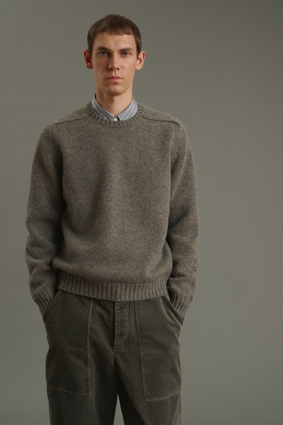 Isamu pullover - Grey-Green - Wool - Men vue 1