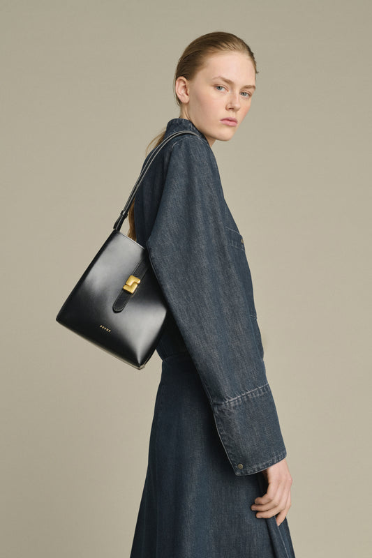 Bello Mini bag - Black Box Leather Bucket Bag - Soeur