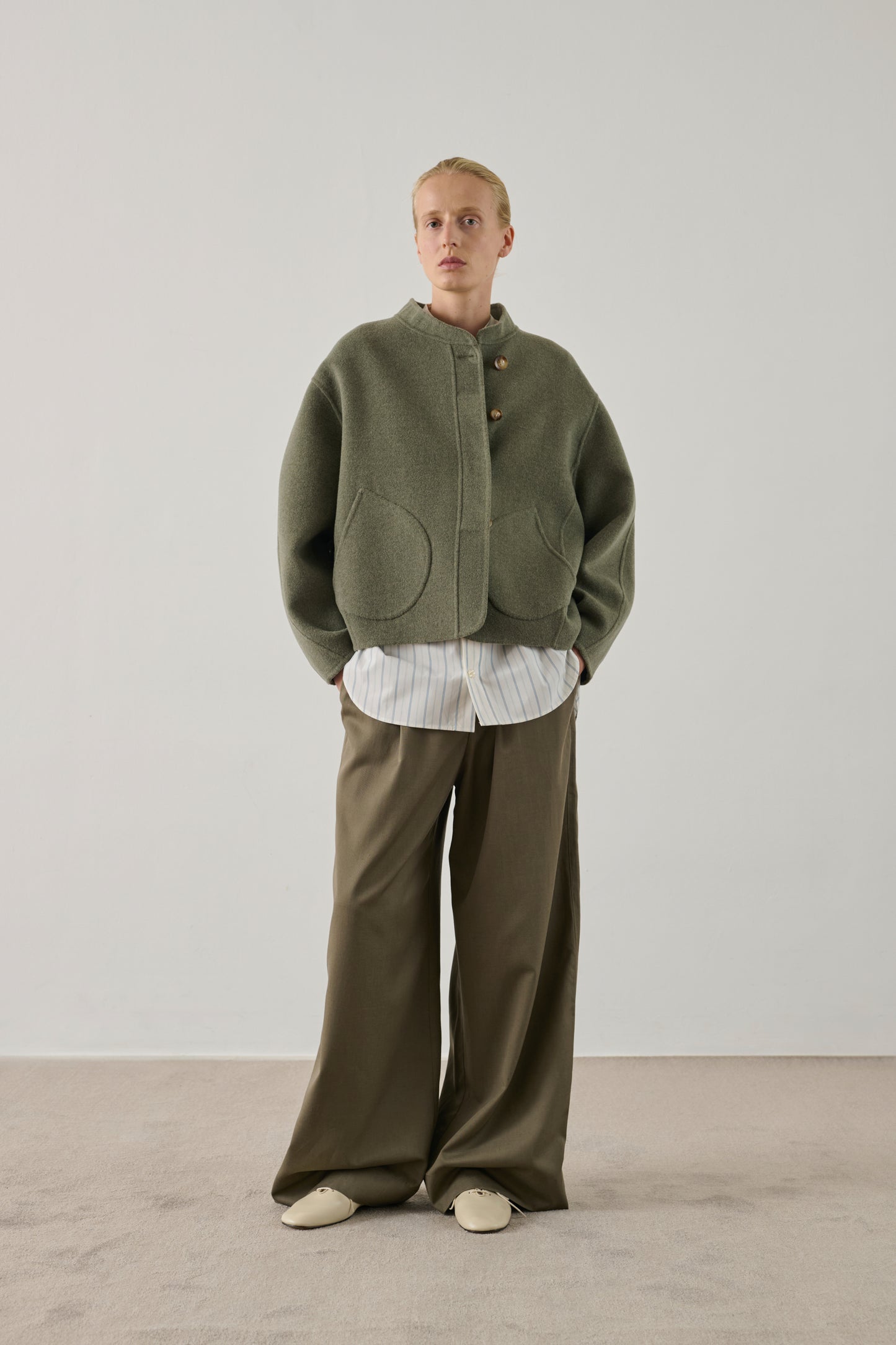 Manteau Windsor - Gris/Vert - Double face - Femme