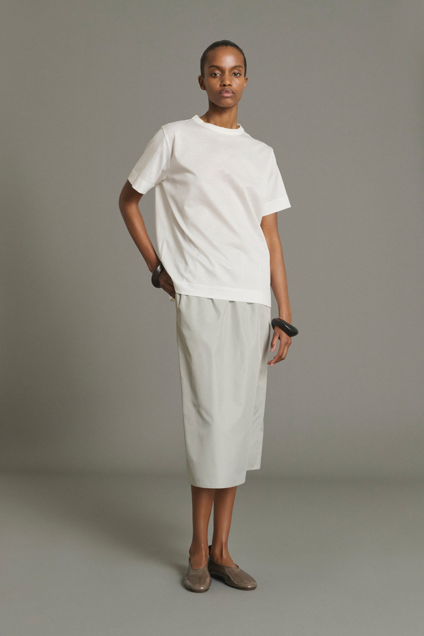 Basic T-Shirt - White Mercerised Cotton Women - Soeur