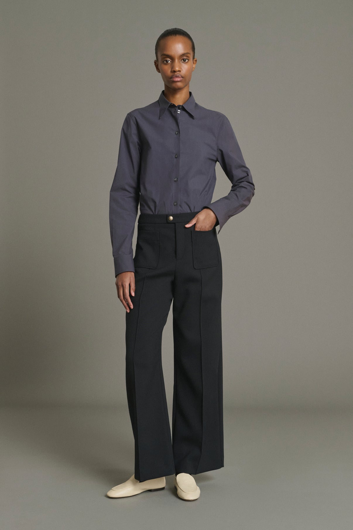 Trousers Harry - Black Wool Flared 7/8 Women - Soeur vue 5