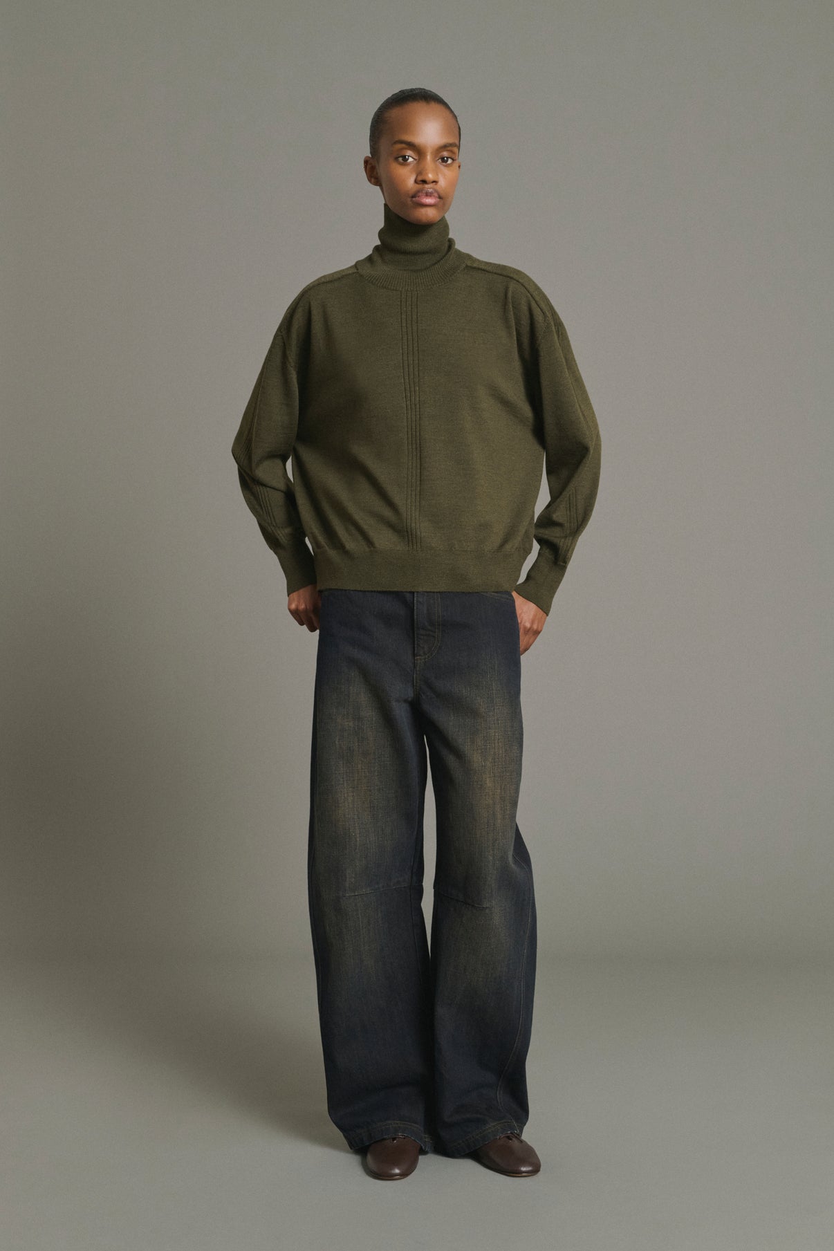 Nord Pullover - Dark Khaki - Merino Wool - Women vue 1