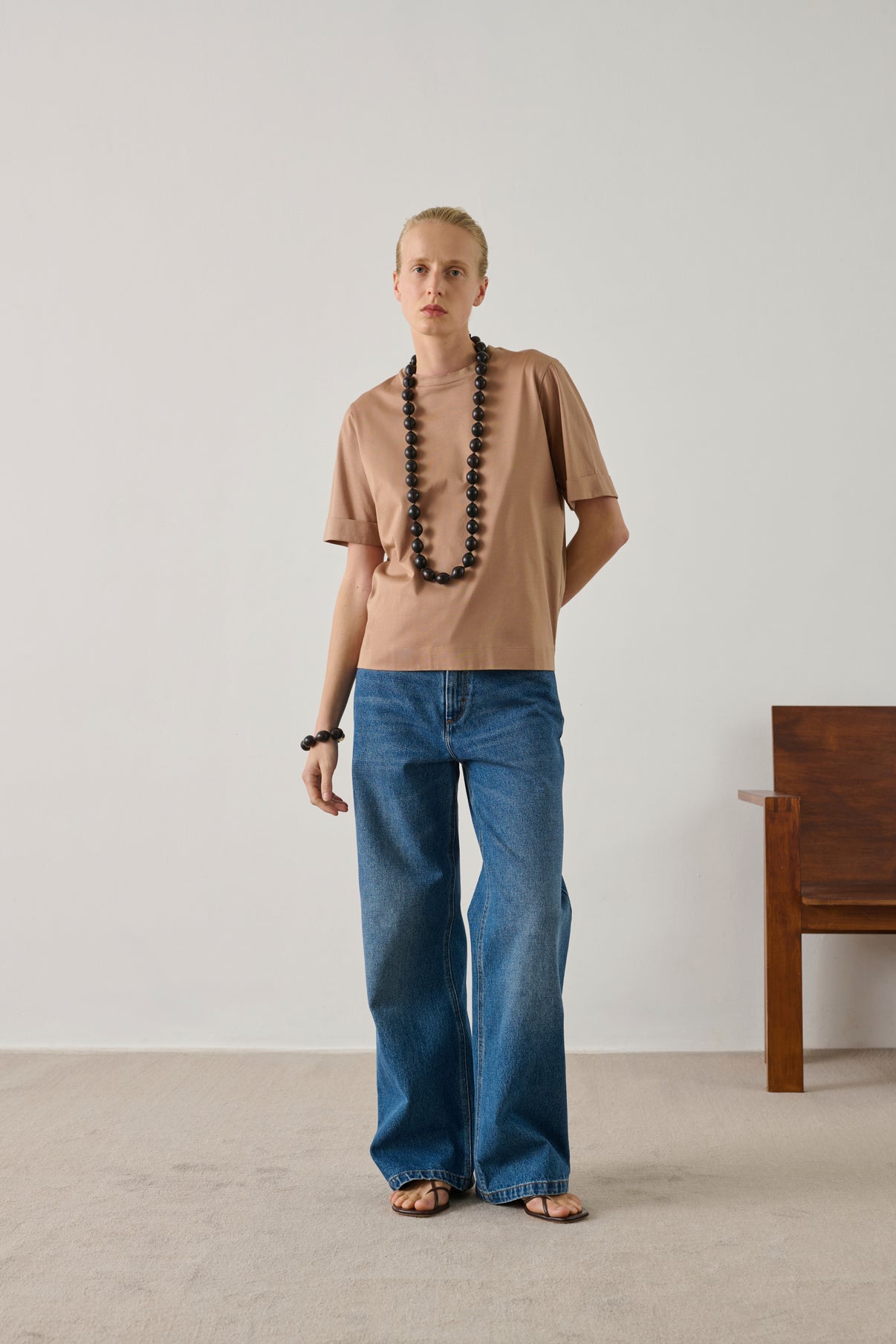 Ama T-shirt - Sand - Cotton - Women vue 1
