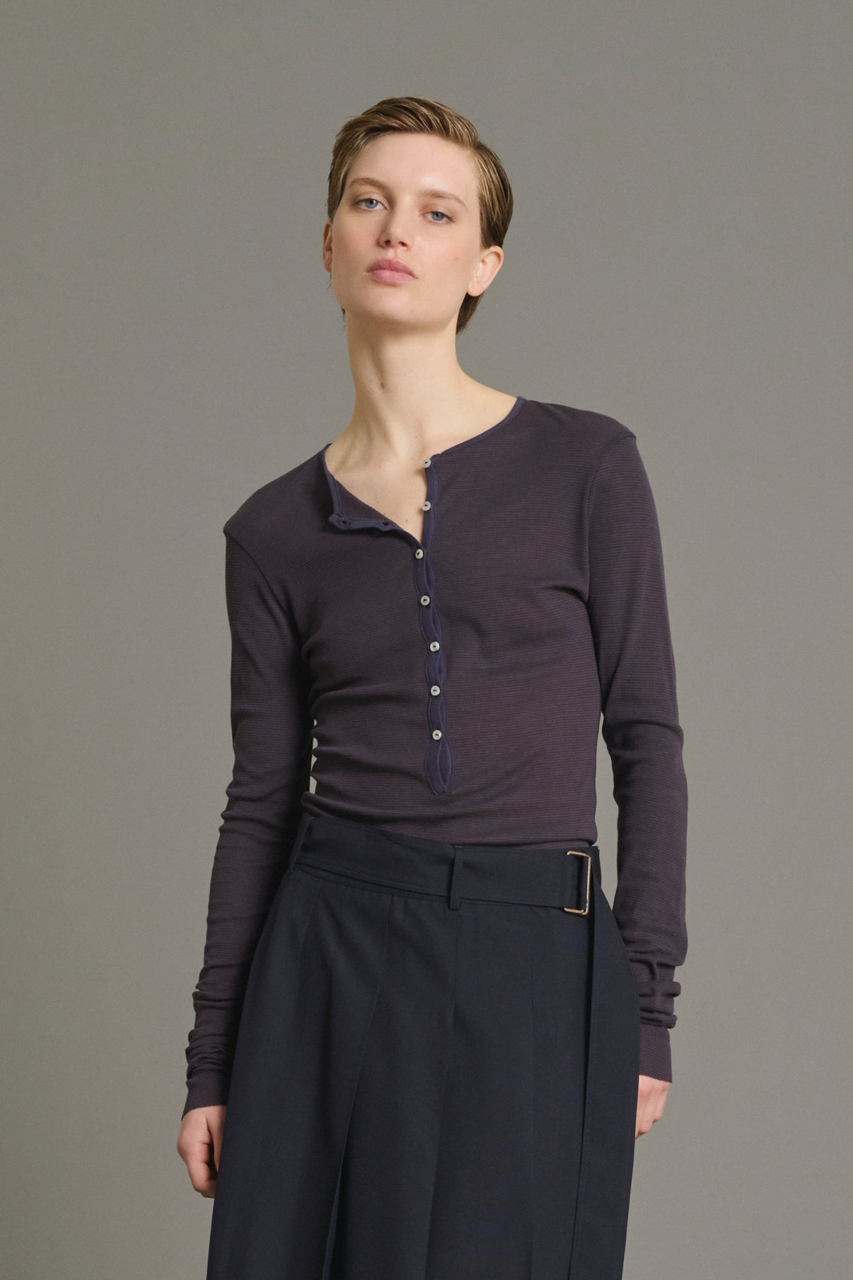 T-shirt Isabella - Brown Red/Dark Purple - Cotton - Women vue 3