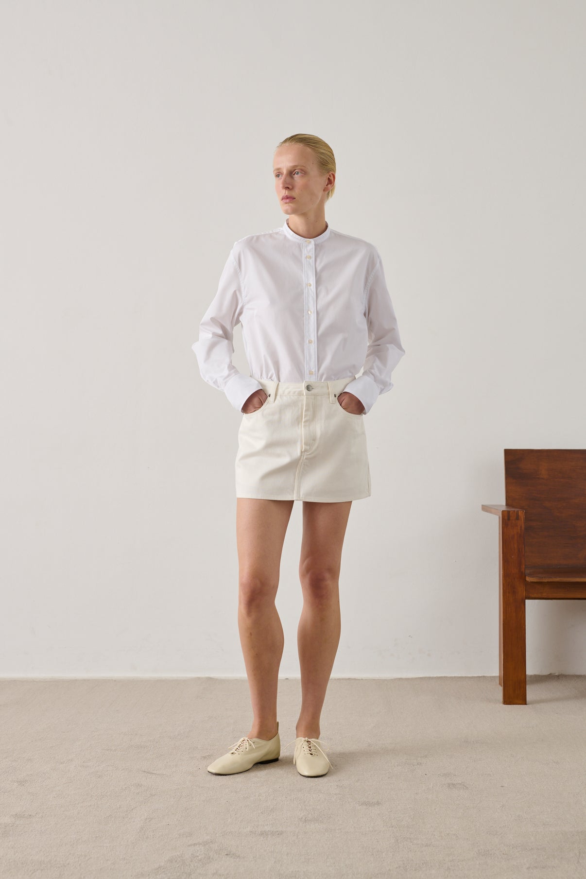 Mini-Jupe Ivy - Blanc - Coton - Femme vue 1