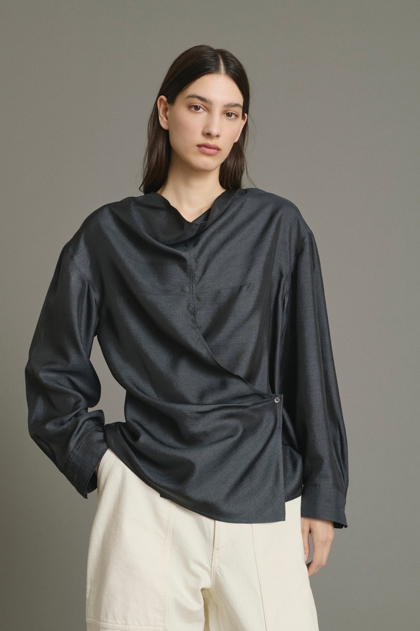 Jenny Blouse - Anthracite Grey - Silk - Women