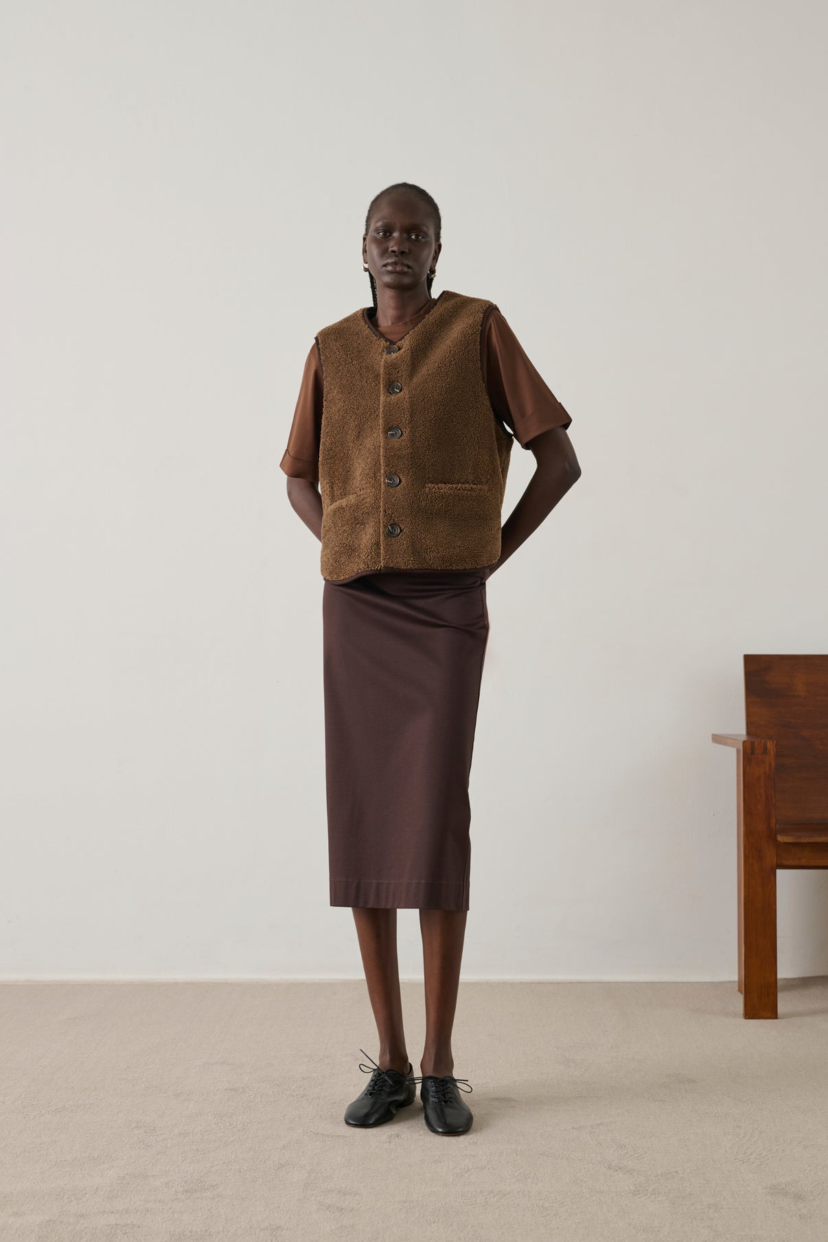 Fusil sleeveless gilet - Brown - Women vue 4