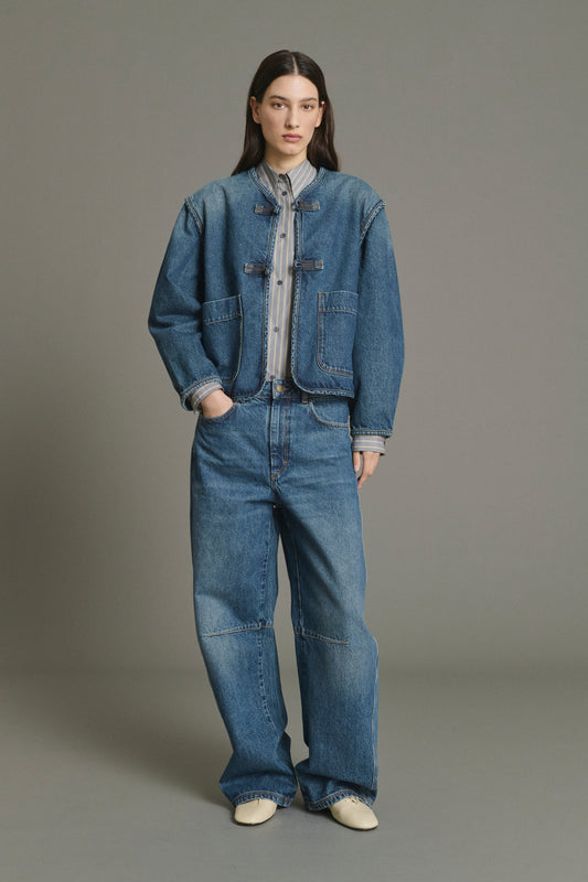 Jacket Agatha - Blue Denim Cotton Women - Soeur
