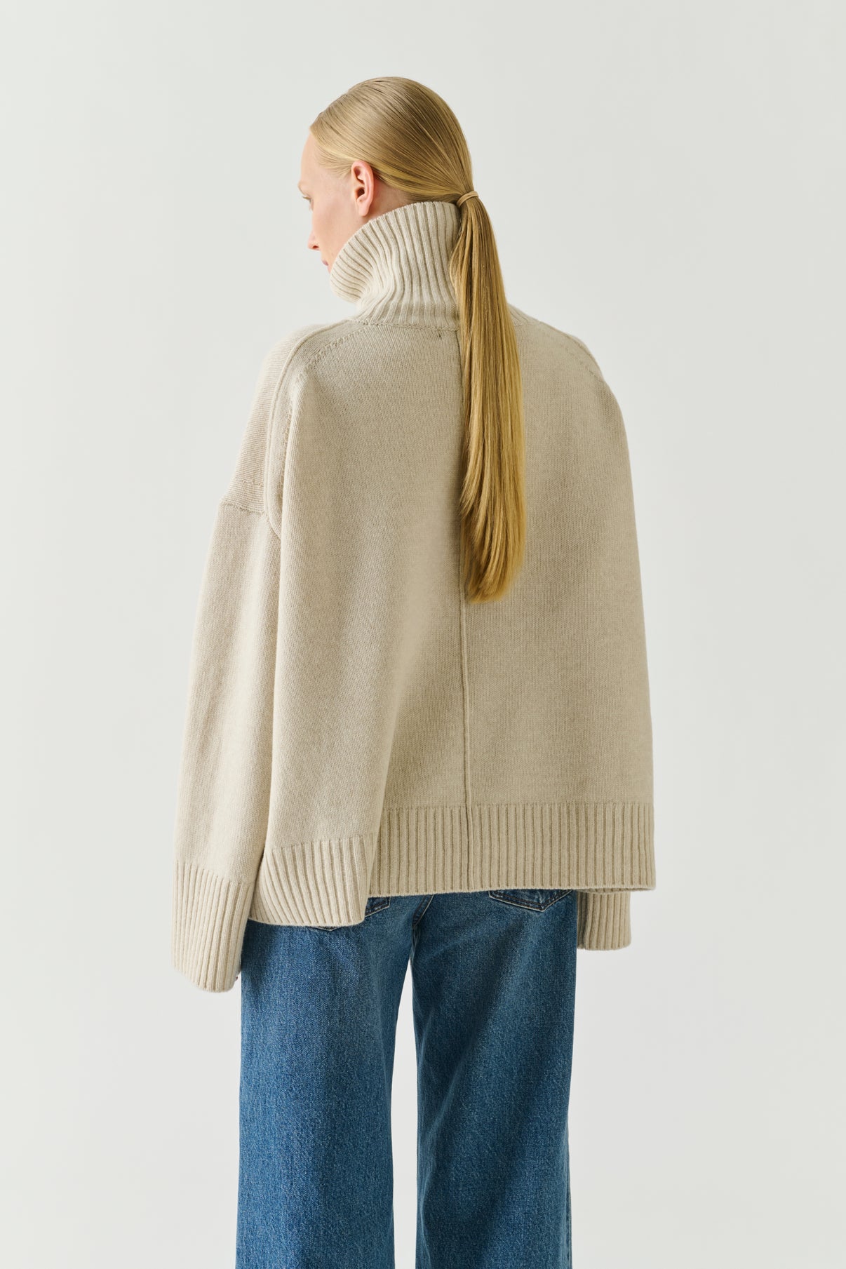 William pullover - Écru Marl Merino Wool High collar - Soeur vue 2