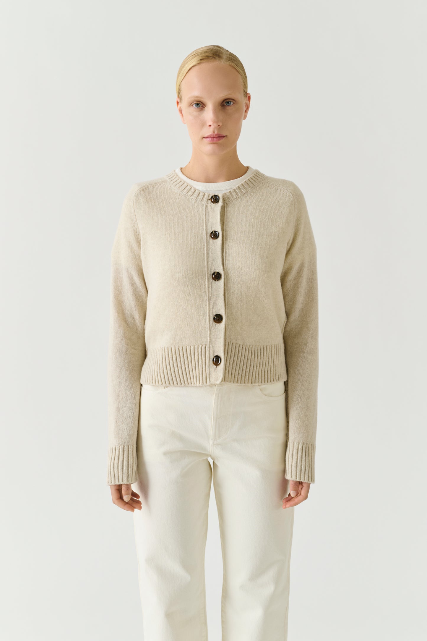 Virginia Cardigan - Écru Chiné - Merino Wool - Women