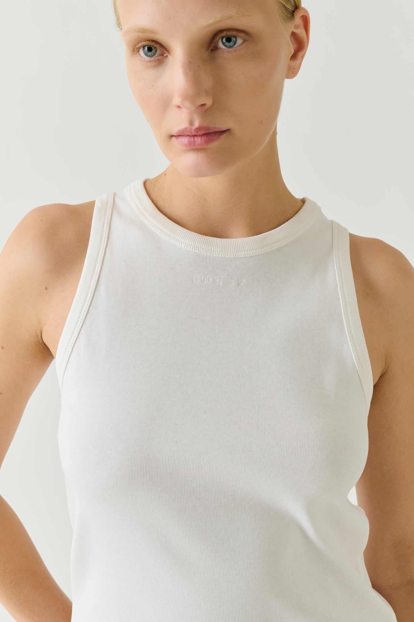 Dolly Vest Top - White Fine Ribbed Organic Cotton Women - Soeur